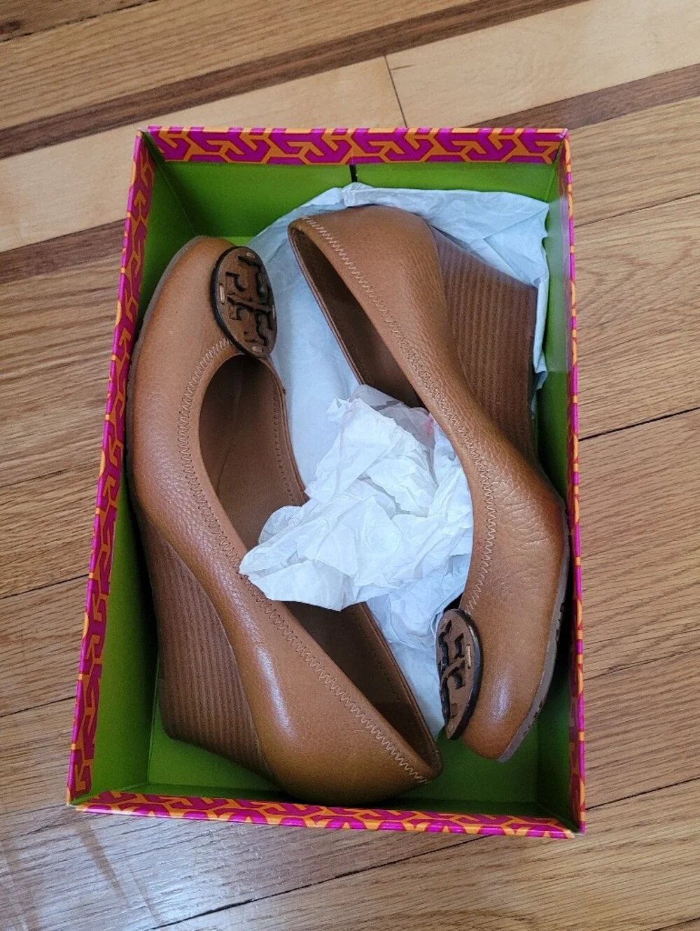 TORY BURCH SALLY TUMBLED LEATHER WEDGE PUMP